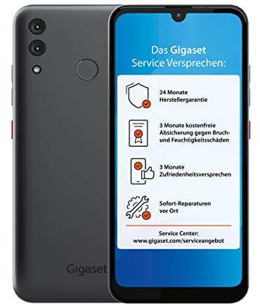 Gigaset GS3 Smartphone ohne Vertrag - Triple-Slots für Dual SIM und Speichererweiterung - leistungsstarker 4000mAh Wechsel-Akku - 4GB RAM und 64GB interner Speicher - Android 10 - Graphite Grey