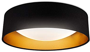 B.K.Licht Plafonnier noir doré, LED 18W, éclairage plafond chambre, entrée, couloir, suspension tissue chambre d'enfant 2200Lm, lumière blanche neutre 4000K