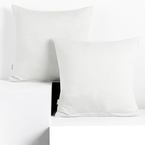 DecoKing 2 Kissenbezüge 50x50 cm Jersey 100% gekämmte Baumwolle Reißverschluss weiß Amber