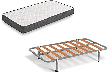 HOGAR24 ES Colchón Viscosoft + Somier Lama 100 + 4 Patas Cuadradas de 26 cm, 90x190 cm
