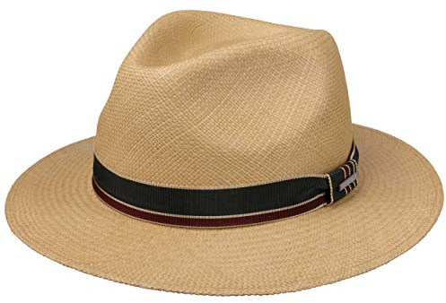 Stetson Liverton Traveller Panamahatt Herrar - Made in Ecuador sommarhatt Panamastråhatt solhatt med foder, grosgrain band Sommar Vår-sommar - M (56-57 cm) natur