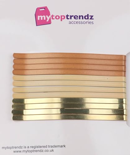 Mytoptrendz® Haarnadeln, einfarbig, groß, lang, breit, flache Kurvenform, stärkerer Griff, für Damen und Mädchen, dickes Haarstyling-Zubehör (Goldblond Mix, 80 mm), 12 Stück