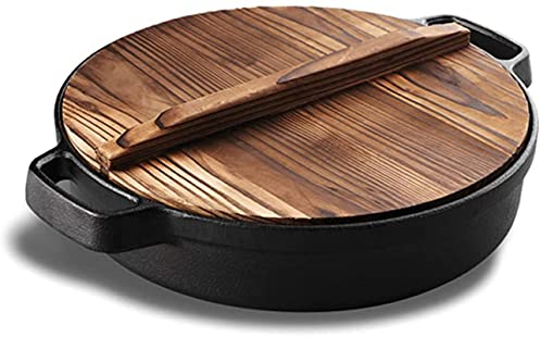 Paellera o sartén, sartén Antiadherente de Hierro Fundido, cazuela de Fondo Plano sin Revestimiento, Utensilios de Cocina multifunción adecuados en la mayoría de