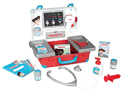 Smoby - Valigetta del dottore, 7600340103, +3 anni, con 12 accessori, made in France valigetta per dottori giocattolo con dotazione – grande valigetta per bambini dai 3 anni in su