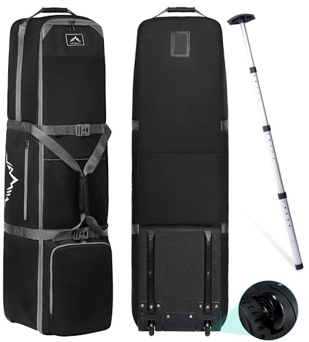 GoHimal Golf Travel Bag with Adjustable Support Rod, 900D Heavy Duty Oxford Fabric Golf Travel Case for Airlines with Wheels
