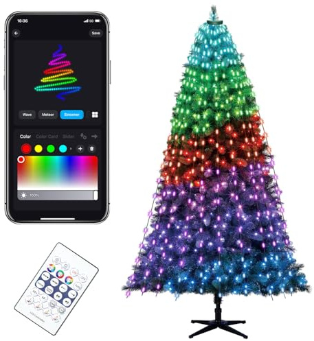 Smart LED Lichterkette Weihnachtsbeleuchtung mit Fernbedienung, 2m x 10 Bunt Weihnachtsbeleuchtung Drinnen und Außen Wasserdicht für Party, Garten, Baum, Weihnachten Deko | IP65 Wetterfest Smart 200 LED RGB Weihnachtsbaum Lichterkette Bunt Ueberwurf 20m Xmas Tree Lichter mit Fernbedienung