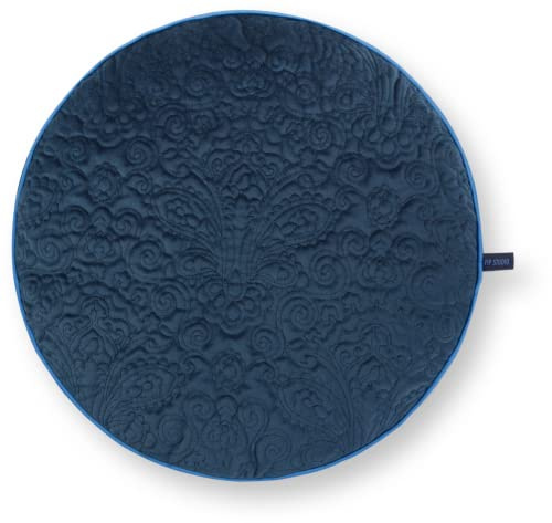 Pip Studio Zierkissen Rund Quiltey Days Dunkelblau