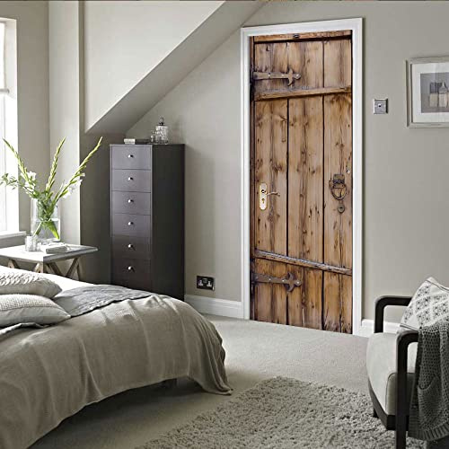 VIRANDA Türtapete Selbstklebend Türposter - Holztür - Türaufkleber 3D Türklebefolie 77x200cm