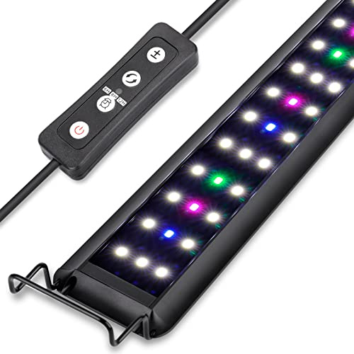 hygger Aquarium Beleuchtung, Vollspektrum Aquarium Licht mit LCD Monitor, 32W RGB LED Aquarium Beleuchtung mit 10 Helligkeitsstufen, Einstellbarer Timer,3 Modus für 117-137cm Süßwasser Aquarien