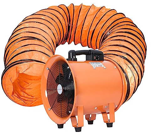 Utility Blower 8 Inch High Velocity Ventilator with Duct Hose, Low Noise Portable Ventilation Fan, Fume Extractor for Home and Job Site (8IN+25FT Hose)