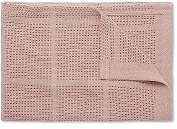 MORI Cellular Blanket Blush Organic Cotton Bamboo 70x100cm Lightweight Breathable for Newborn Durable Comfortable Swaddle Ideal for Cot Crib Moses Basket Pram or Travel