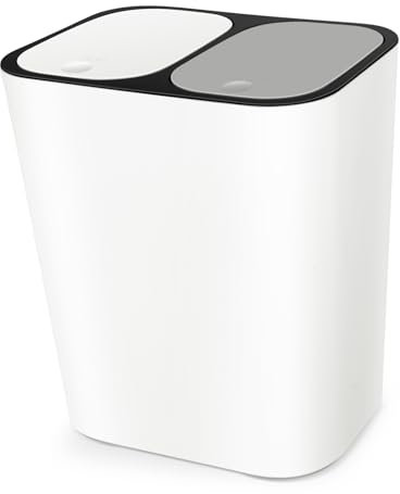 CIYODO Contenedor De Basura Botes De Basura Dobles Bote De Basura De Piso Papelera De Reciclaje Reciclar Cubo De Basura Fibra De Coco Base Con Ruedas Con Cubierta El Plastico Pedal