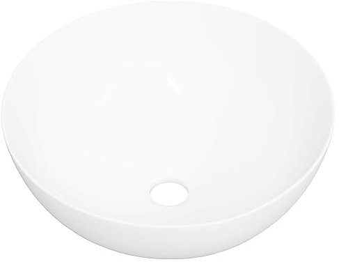 Waschbecken Rund Aufsatzwascbhecken Aufsatzwaschbecken aus Keramik, Waschtisch Handwaschbecken Waschschale für Badezimmer & Gäste-WC, Weiß 36x15 cm