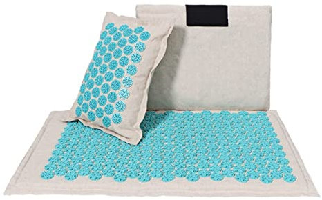 FrEshn Massagekissen Akupunktur-Matte Acupressur Matte Set Massagegerät Kissen Massage Yoga MA Lindert Stress Back Hals Ikias Schmerz Entspannung Massagekissen (Size : Blue)