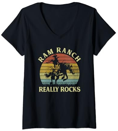 Die Vintage Western Roeo Country Ram Ranch rockt wirklich T-Shirt mit V-Ausschnitt