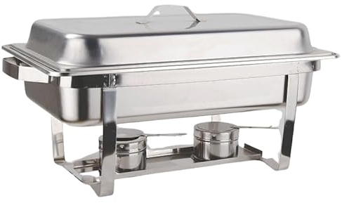 Morleos Set di scaldavivande Chafing Dish ECO 61 x 36 x 32 cm, 9 litri, in acciaio inox, contenitore termico per buffet, catering Rechaud gastronomia