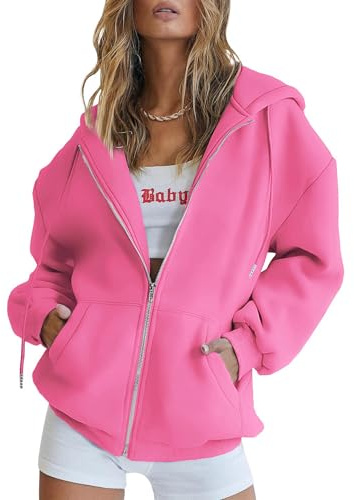 Timuspo Sweat à capuche pour femmes, long, surdimensionné, avec fermeture éclair, pour l’automne et l’hiver