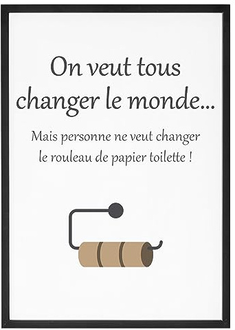 La French Touch Affiche Changer le papier toilette - Made In France - Tableau décoration murale - Cadeau Anniversaire citation Humour original rigolo (A4 (21 x 29,7 cm), Sans cadre)