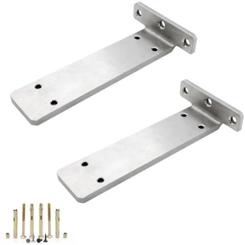 tow000ack 2 Stück Regalwinkel Edelstahl Regalträger L förmige 90 Grad Recht Winklige Halterung für Wandhalterung,Metall Regalhalterung,Eckregal,Regalhalter,mit Schrauben,Silber (250mm)