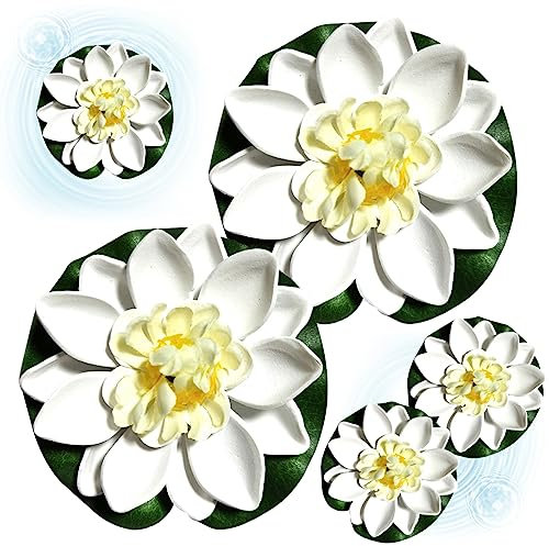 NASSMOSSE Flytande lotusblommor 5 st 9 cm konstgjorda vattenliljor realistiska konstgjorda dammväxter för trädgård pool akvarier dekoration