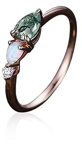 Shusukue Moosachat Ring Silber 925 Opal Ring Damen Moosachat Rings Vintage Vorsteckring mit Achat Stein Edelsteine Heilsteine