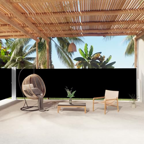 CIADAZ Seitenmarkise Ausziehbar, Windschutz Terrasse, Balkon Windschutz, Balkon Sichtschutz, Sichtschutz Zaun, Sichtschutzzaun, Markise Balkon, Sichtschutzwand, Schwarz 160x1000 cm