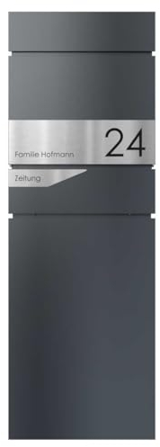Briefkasten Manufaktur Standbriefkasten LESSING Edition mit Zeitungsfach - Design Elegance 1 (RAL 7016 anthrazitgrau)