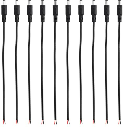 PATIKIL 10 Inch DC Power Cable, 20 Pcs 5.5mm x 2.1mm Barrel Plug Socket Cables DC Male Plug to Bare Wire Open Adapter for LED Strip, CCTV Camera