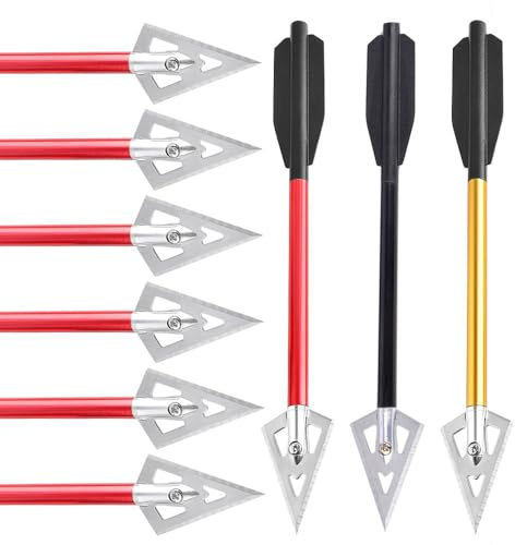 Generisch Aluminium Armbrustpfeile 6,8 Zoll Bogenschießen Armbrust Bolzen mit 2 Klingen Pfeilspitze Verwendung für Ziel Üben Schießen und kleine Jagd Wild (6, Rot)