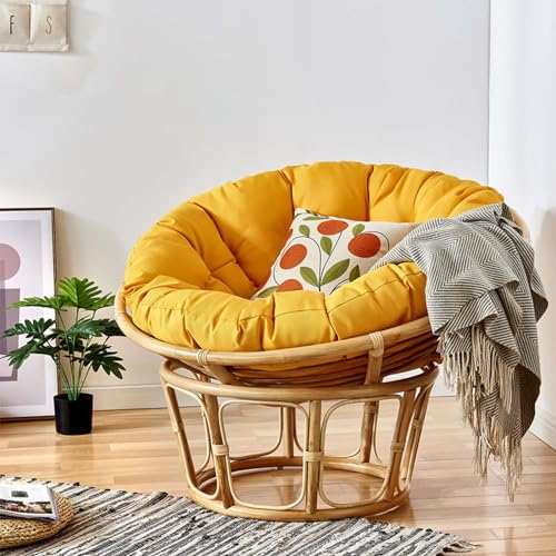 Generisch Papasansessel Kissen Papasan Sitzkissen für Hängesessel Rund Papasan Sessel Hängesessel Kissen für Korbsessel Garten Stuhlauflag für Gartenstuhl Rund Kissen Wohnzimmer,H,130x130cm