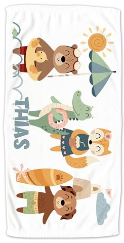 GRAZDesign Kinder Handtuch mit Tieren und Namen personalisiert Badetuch, Duschtuch für Mädchen und Jungen - 140x70cm