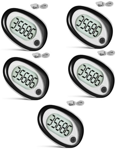 BESPORTBLE Podomètre 3D À Clip 5 Pièces Compteur De Précis pour Le Fitness Portable Grand Écran Facile À Utiliser pour Les Personnes Âgées