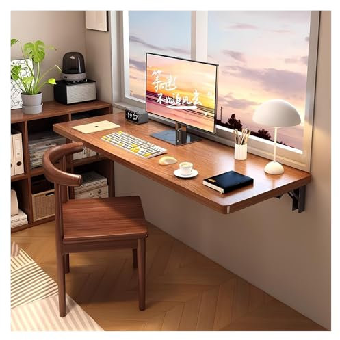 PQPQLI Wandklapptisch Holz Klappschreibtisch, Zusammenklappbar Make-Up-Schreibtisch, Multifunktions Computertisch, Für Home Office Garage Garten Waschküche(Brown,60 * 30cm/23.6 * 11.8in)