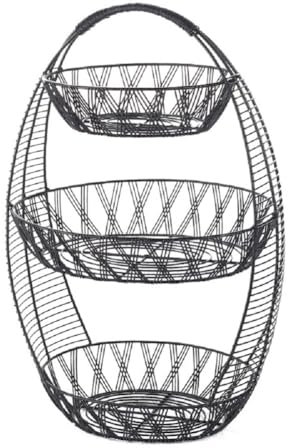 Fruit Basket Shelves 3 Tier Fruit Basket, Fruit Basket Etagere, 3 Tiers, Metal Fruit and Vegetable Holder for Bread and Snacks,Black