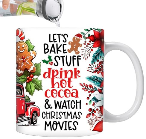 Mimoqk Weihnachtsbecher | Weihnachtsdekorationsbecher | Keramik-Weihnachtskaffeetasse | Mit Weihnachtsmann-, und Rentiermotiven, perfekt für heißen, Tee und Feiertage