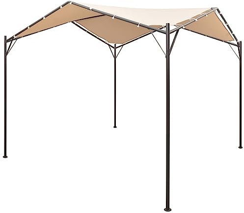 Rasen & Garten, Outdoor-Wohnen, Außenstrukturen, Vordächer & Pavillons, Pavillon, Zeltüberdachung, 3 x 3 m, Stahl, Beige