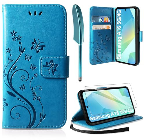 AROYI Case Compatible with Samsung Galaxy A16 5G/4G Case,Wallet Case PU Leather with Card Slots Folding Stand Magnetic Protect Flip Cover for Samsung Galaxy A16 5G/4G Blue