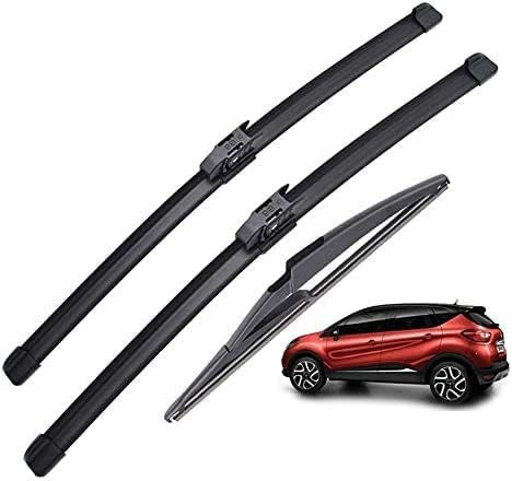YJTYC Wischerblätter-Set für Vorne und Hinten für Renault Captur/Kaptur 2016-2020(LHD), Vorderseite Rückseite Scheibenwischerblätter Kit 3 Stück