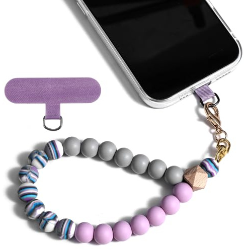 AOZUO Silicone Beaded Phone Wrist Strap, Marble Cellphone Lanyard with Tether Tab Elastic Hands-Free Phone Chain String Wristlet Bracelet Lanyard for Mobile Phone Car Keys ID Badges