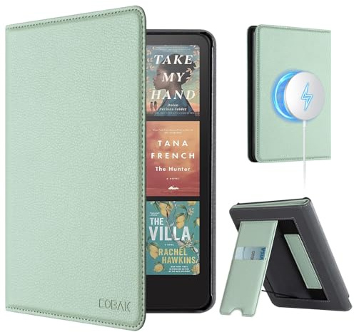 CoBak Étui pour 7 Kindle Paperwhite 2024 (12e Génération) et Kindle Colorsoft Signature Edition, Coque Fine et Léger, Housse Réveil/Veille Automatique avec Support, Vert Sauge