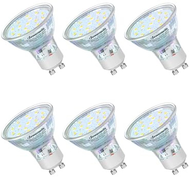 DEWENWILS GU10 Light Bulbs, Dimmable GU10 LED Bulb, 5W Equivalent 50W 5000K Daylight White Bulbs, Replacement for Track Lighting, 120° Flood Beam for Kitchen, Range Hood, Living Room, Bedroom, 6 Pack