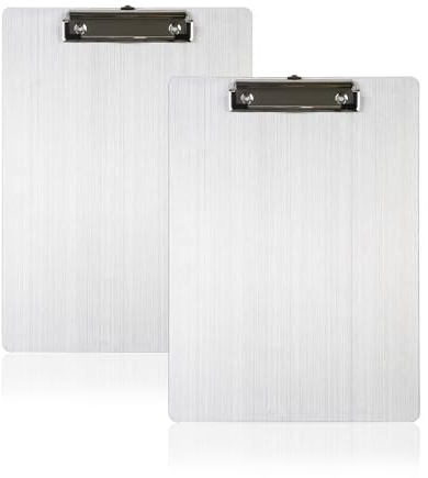 Acuxiaza 2 Pièces A4 Porte-Bloc en Aluminium, Haute Résistant Planchettes avec Pince, 31,8 x 22,9 cm, Métal Bloc à Pince pour Bureau, École, Laboratoire et l'Industrie