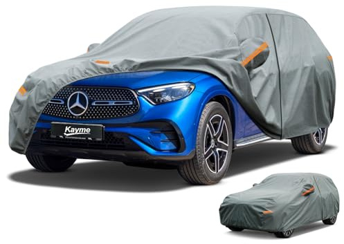 kayme SUV Robustes Autoabdeckung Wasserdicht Atmungsaktiv, Vollgarage Autoplane für Regen Sonne Schutz Staub, 4x4 Abdeckplane für Audi Q5, BMW X3, GLC, Toyota RAV4, Macan, XC60 usw.(460 bis 485 cm) YL
