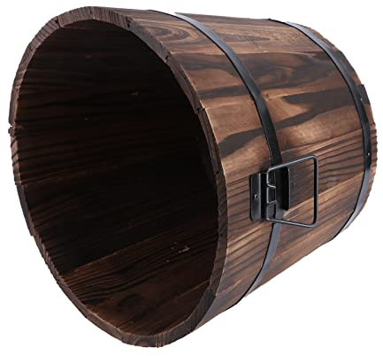 Maceta rústica de madera con asa para flores y verduras de cactus
