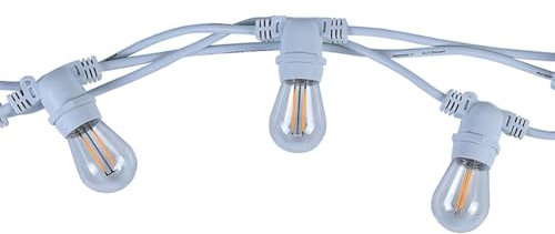 Partenopea Catenaria Luci Esterno 10M con 10 Attacchi per lampadine E27 (NON INCLUSE) - Impermeabile IP54, Prolungabile fino a 100m - per Giardini, Gazebi, Locali e Feste (Bianca con attacchi fissi)