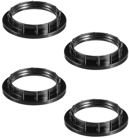 4 Piece Lampshade Reducer Ring, Lamp Shade Reducer Ring, Light Shade Adapter Ring, Lampshade Fittings E27 for Table Lamp, Ceiling Lights, Plastic Screw Bulbs Lamp Holder(Black)