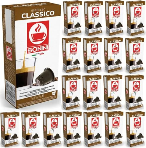Bonini Classico Coffee Pods Compatible with Nespresso Coffee Machines,100% Italian coffee, Pack of 20 (Total 200 Pods)