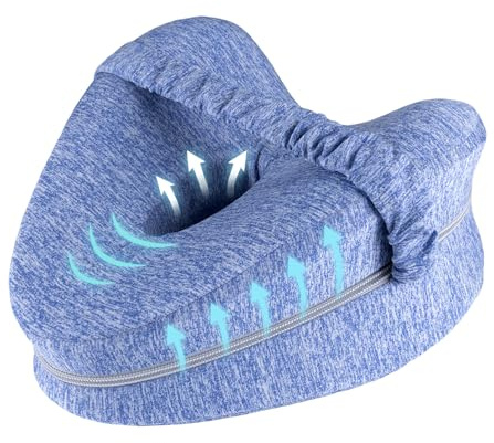 HUAXITRA Knee Pillow for Sleeping on Side Leg Pillow, Memory Foam Pillow for Side Sleepers, Ergonomic Side Sleeping Pillows Pregnancy Bed Leg Cushion Orthopaedic Leg Pillows for Sleeping (Blue)