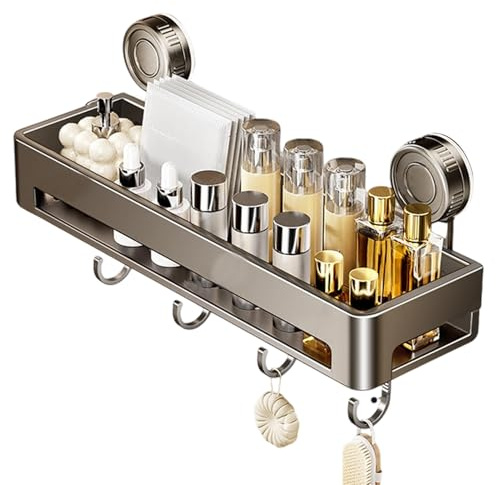 Generisch Organisateur de douche à ventouse pour paroi de douche - Porte-serviettes avec crochets - Organiseur de rangement mural - Décoration de salle de bain