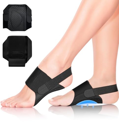 Yesimola Reglable Soutien Voûte Coussinets Noir, Bandages de Voûte Plantaire pour Homme et Femme, Semelle Voute Plantaire Bandage Orthese Pied pour Voûte Plantaire Haute Pieds Plats(Sans Ordenance)